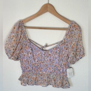NWT Altar’d State Floral Cropped Babydoll Top – Size Small